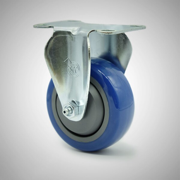 3.5 Inch SS Blue Polyurethane Wheel Rigid Top Plate Caster
